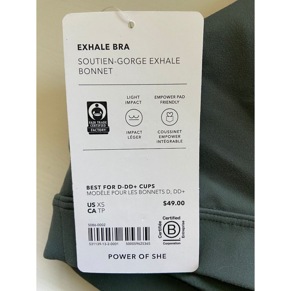 Athleta 531139 Exhale Bra D-DD+ Bali Green Sports Bra Women's Size XS NWT $49 - Picture 5 of 8